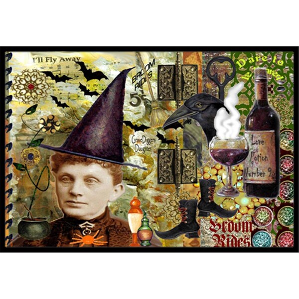 Carolines Treasures Broom Rides And Spells Halloween Indoor and Outdoor Mat- 18 x 27 in. - PJC1069MAT