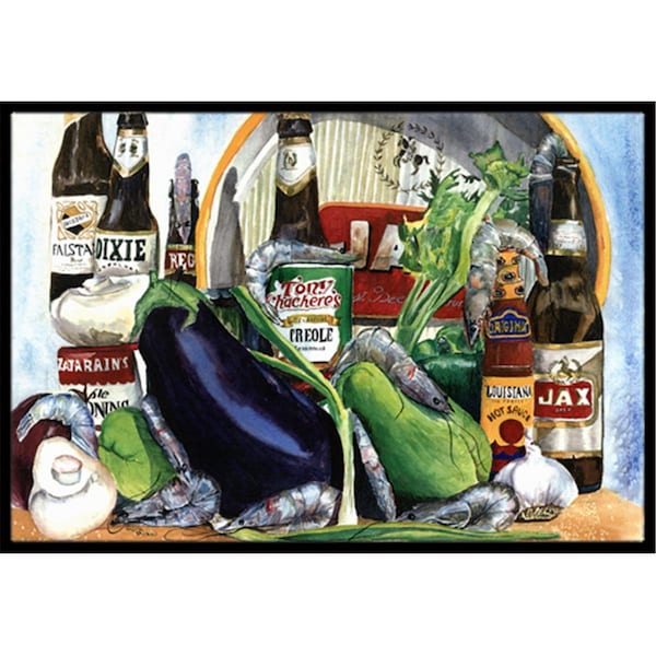 Carolines Treasures 36 x 24 in. Eggplant and New Orleans Beers Indoor Or Outdoor Doormat - 1007JMAT