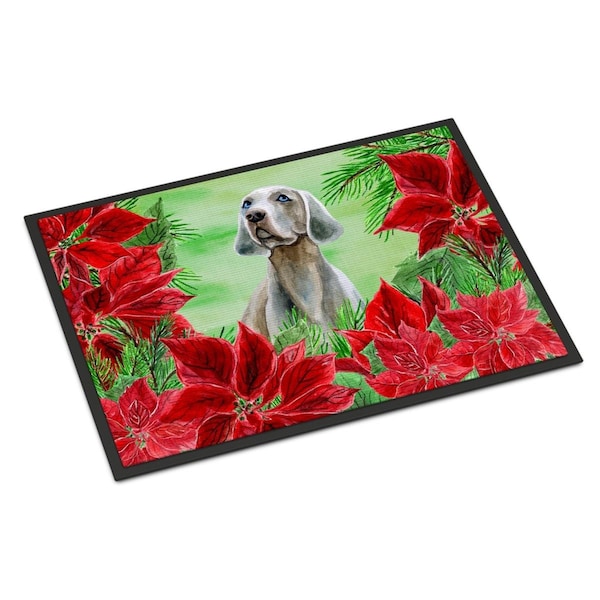 Carolines Treasures Weimaraner Poinsettas Indoor or Outdoor Mat, 18 x 27 in. - CK1322MAT