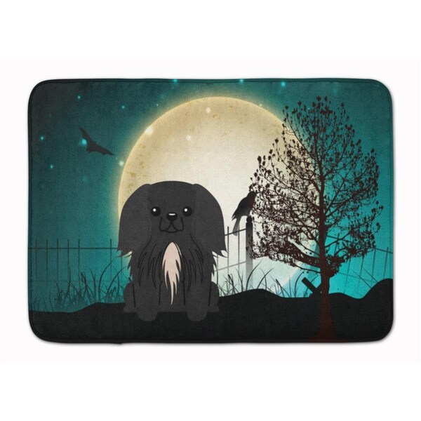 Carolines Treasures Halloween Scary Pekingnese Black Machine Washable Memory Foam Mat - BB2297RUG