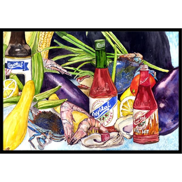 Carolines Treasures Crystal Hot Sauce With Seafood Indoor and Outdoor Mat- 24 x 36 in. - 8637JMAT