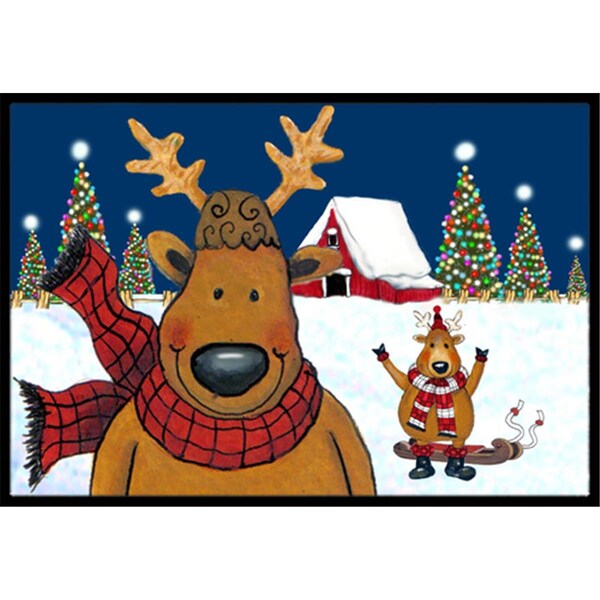 Carolines Treasures The Tree Famers Reindeer Christmas Indoor and Outdoor Mat- 24 x 36 in. - PJC1088JMAT