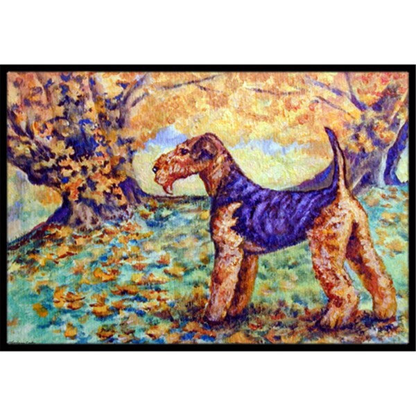 Carolines Treasures Autumn Airedale Terrier Indoor and Outdoor Mat- 24 x 36 in. - 7343JMAT