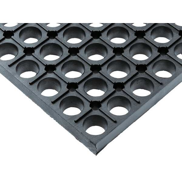 Wearwell Drainage Runner, Rubber, Grit, 1 ft. 6" W x 4 ft. L, Black - 477