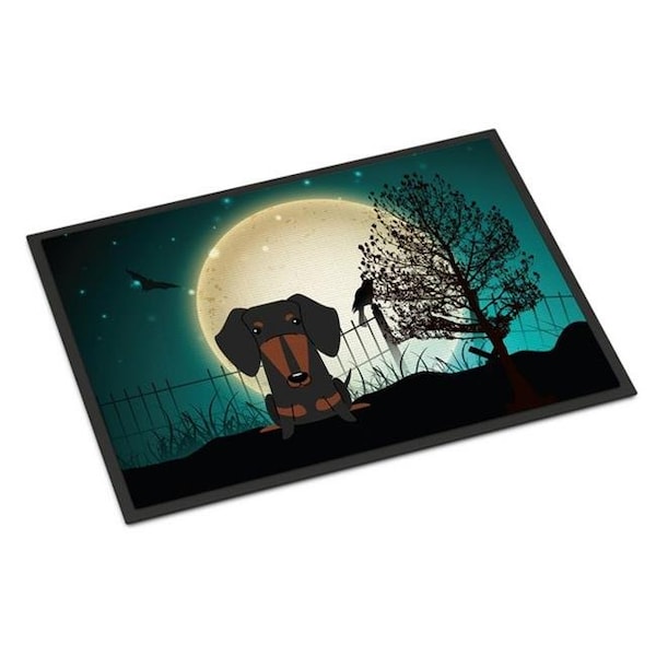 Carolines Treasures Carolines Treasures BB2322JMAT Halloween Scary Dachshund Black Tan Indoor or Outdoor Mat; 24 x 0.25 x 36 in. - BB2322JMAT