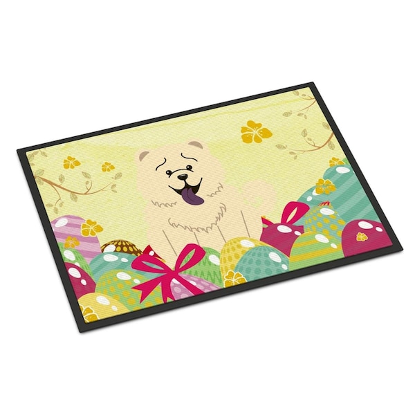 Carolines Treasures 24 x 36 in. Easter Eggs Chow Chow White Indoor or Outdoor Mat - BB6140JMAT