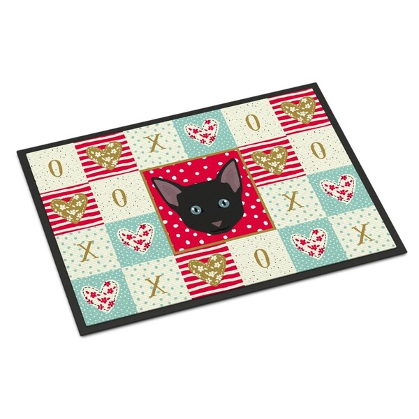 Carolines Treasures 24 x 36 in. Russian White Black Cat Love Indoor or Outdoor Mat - CK5155JMAT