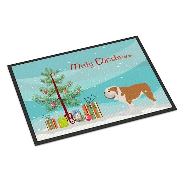 Carolines Treasures Carolines Treasures BB2980JMAT English Bulldog Merry Christmas Tree Indoor or Outdoor Mat; 24 x 36 - BB2980JMAT