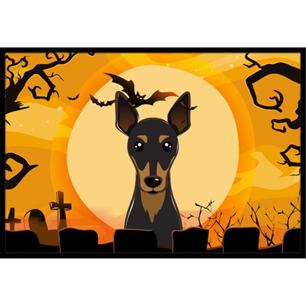 Carolines Treasures Halloween Min Pin Indoor and Outdoor Mat- 18 x 27 in. - BB1798MAT