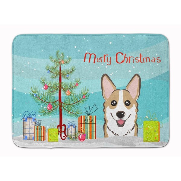 Carolines Treasures Christmas Tree and Sable Corgi Machine Washable Memory Foam Mat - BB1625RUG
