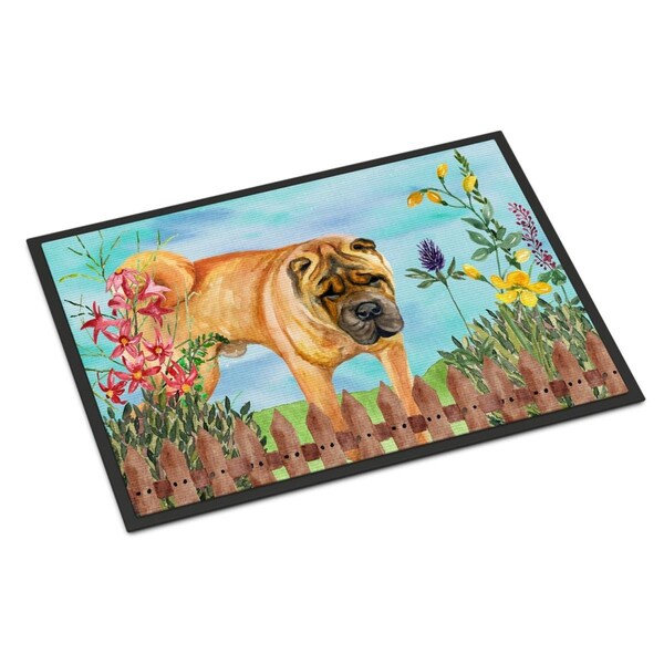 Carolines Treasures Shar Pei Spring Indoor or Outdoor Mat - 24 x 36 in. - CK1223JMAT