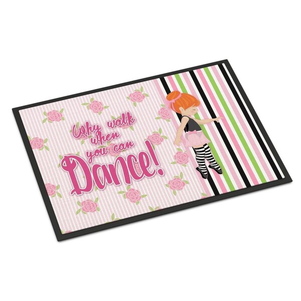 Carolines Treasures 18 x 27 in. Ballet Dance Stripes Red Hair Indoor or Outdoor Mat - BB5399MAT