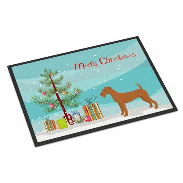 Carolines Treasures 18 x 27 in. Irish Terrier Christmas Tree Indoor or Outdoor Mat - CK3546MAT