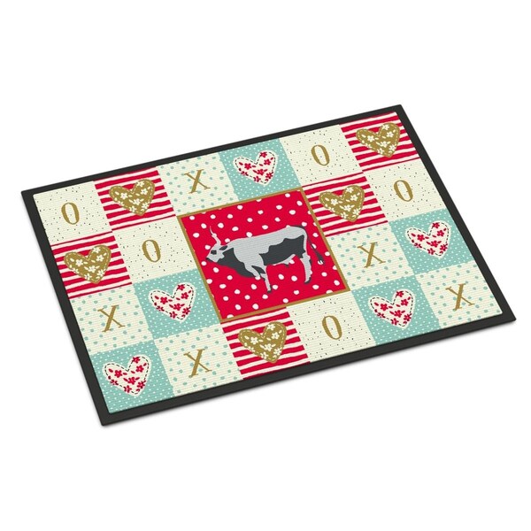 Carolines Treasures 18 x 27 in. Hungarian Grey Steppe Cow Love Indoor or Outdoor Mat - CK5251MAT