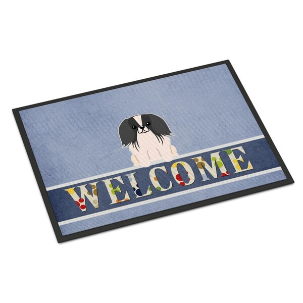 Carolines Treasures 18 x 27 in. Pekingnese Black White Welcome Indoor or Outdoor Mat - BB5686MAT