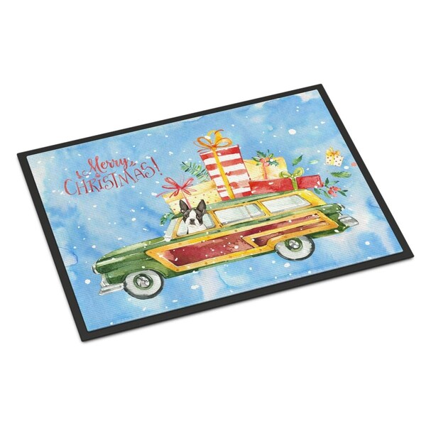 Carolines Treasures 24 x 36 in. Merry Christmas Boston Terrier Indoor or Outdoor Mat - CK2397JMAT