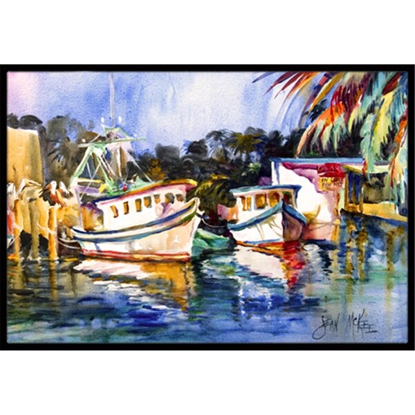 Carolines Treasures Fly Creek Fish Market Indoor and Outdoor Mat- 18 x 27 in. - JMK1045MAT
