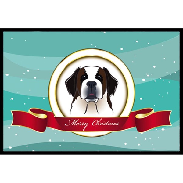Carolines Treasures Saint Bernard Merry Christmas Indoor and Outdoor Mat- 24 x 36 in. - BB1556JMAT