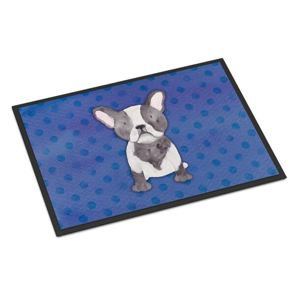 Carolines Treasures 24 x 36 in. French Bulldog Polkadot Watercolor Indoor or Outdoor Mat - BB7394JMAT