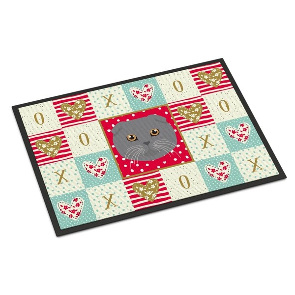 Carolines Treasures 24 x 36 in. Scottish Fold Cat Love Indoor or Outdoor Mat - CK5158JMAT