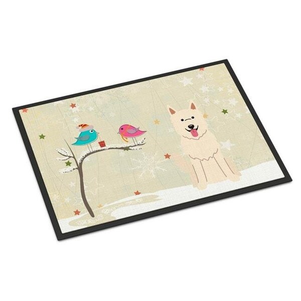 Carolines Treasures Carolines Treasures BB2517MAT Christmas Presents Between Friends White German Shepherd Indoor or Outdoor Mat; 18 x 0.25 x 27 in. - BB2517MAT