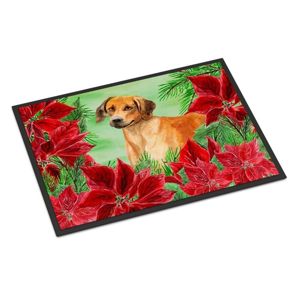 Carolines Treasures Rhodesian Ridgeback Poinsettas Indoor or Outdoor Mat, 24 x 36 in. - CK1324JMAT