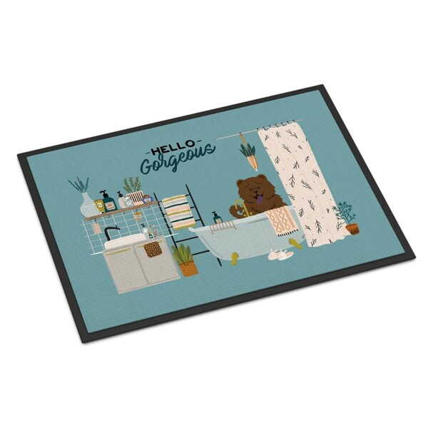 Carolines Treasures 24 x 36 in. Chocolate Chow Chow in Bathtub Indoor or Outdoor Mat - CK7563JMAT