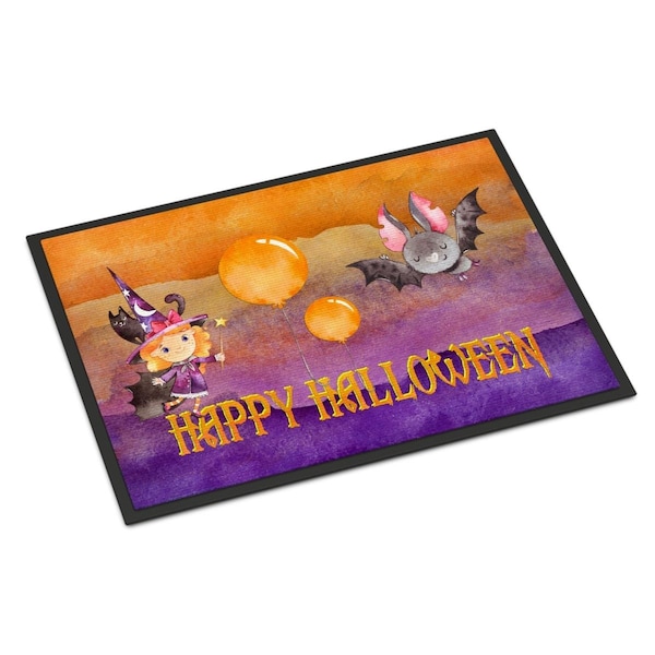 Carolines Treasures 24 x 36 in. Halloween Little Witch & Bat Indoor or Outdoor Mat - BB7458JMAT