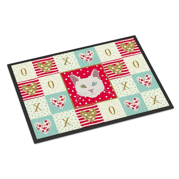 Carolines Treasures 24 x 36 in. Khao Manee Cat Love Indoor or Outdoor Mat - CK5123JMAT