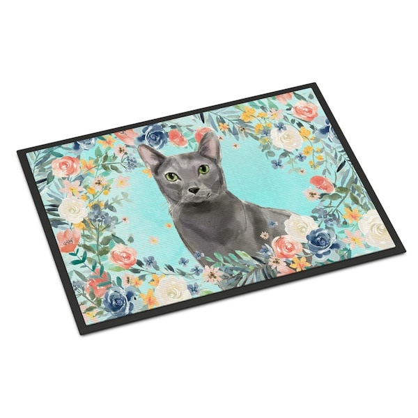 Carolines Treasures 24 x 36 in. Blue Russian Spring Flowers Indoor or Outdoor Mat - CK3390JMAT