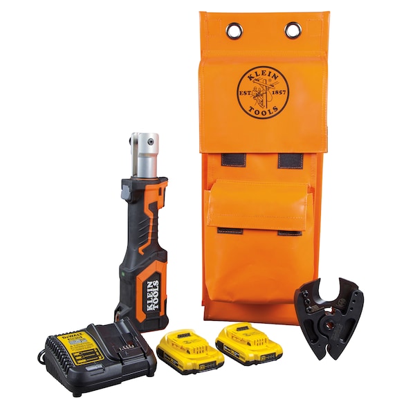 Klein Tools Cable Cutter, Cordless 7 tons, Cu/Al, Cutting Jaw, (2) 2 Ah Batteries, Charger and Bag - BAT207T3