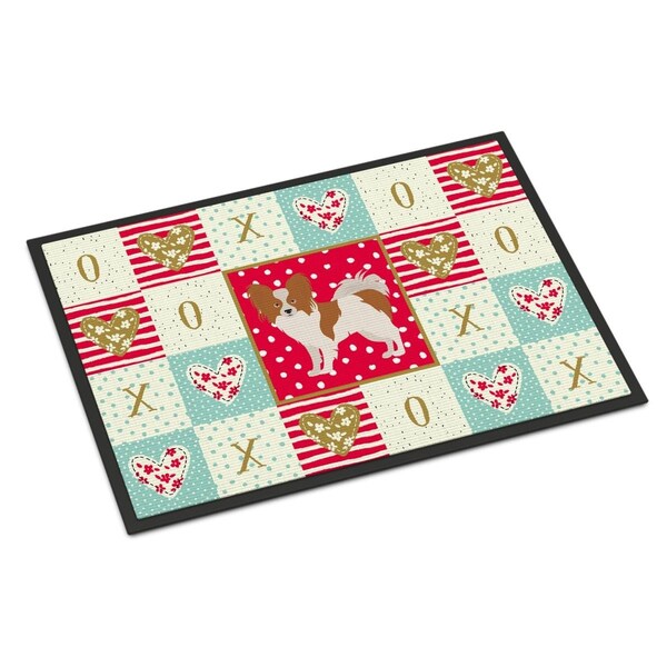 Carolines Treasures 24 x 36 in. Papillon No.1 Love Indoor or Outdoor Mat - CK5871JMAT
