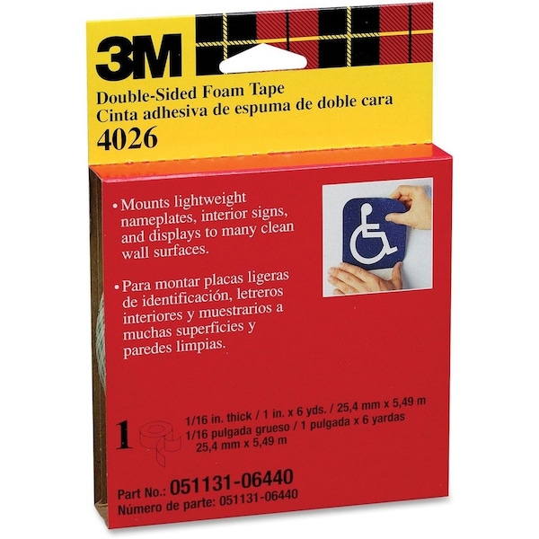 3M 3M 4026 Double Coated Foam Tape 0.5" circle, White, 250PK - 4026