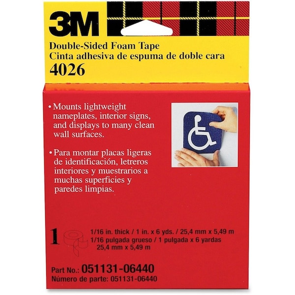 3M 3M 4026 Double Coated Foam Tape 0.5" circle, White, 250PK - 4026