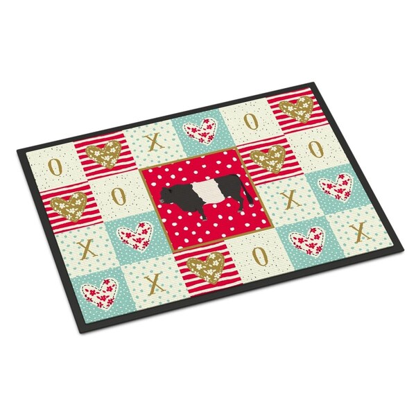 Jensendistributionservices 24 x 36 in. Belted Galloway Cow Love Indoor or Outdoor Mat - MI1723264
