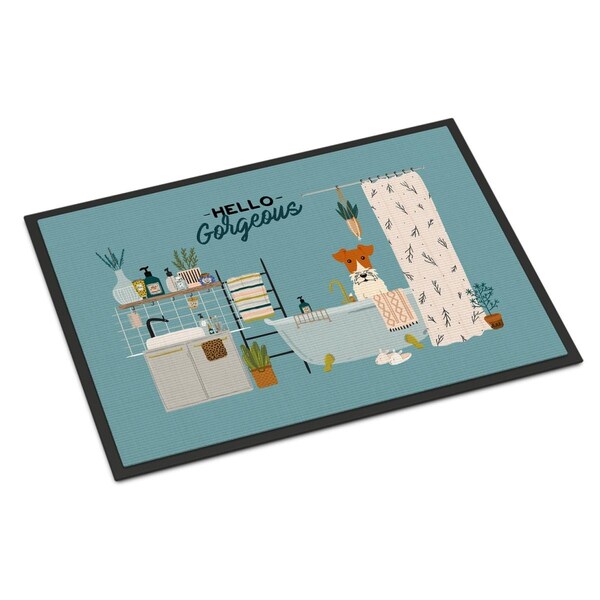 Carolines Treasures 18 x 27 in. Wire Fox Terrier in Bathtub Indoor or Outdoor Mat - CK7523MAT