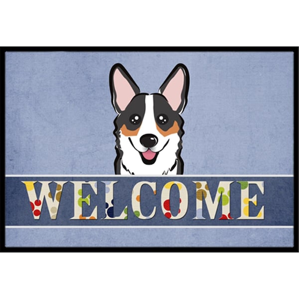 Carolines Treasures Tricolor Corgi Welcome Indoor & Outdoor Mat, 18 x 27 in. - CA77382
