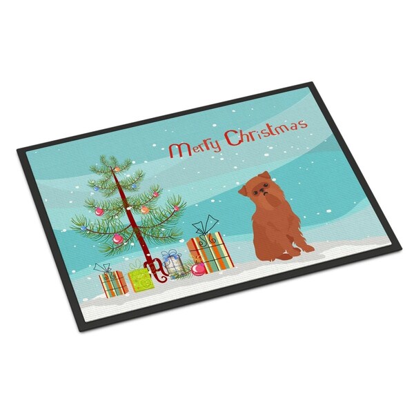 Carolines Treasures 24 x 36 in. Brussels Griffon Christmas Tree Indoor or Outdoor Mat - CK3494JMAT