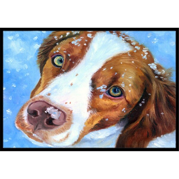 Carolines Treasures Snow Baby Brittany Spaniel Indoor and Outdoor Mat- 24 x 36 in. - 7348JMAT