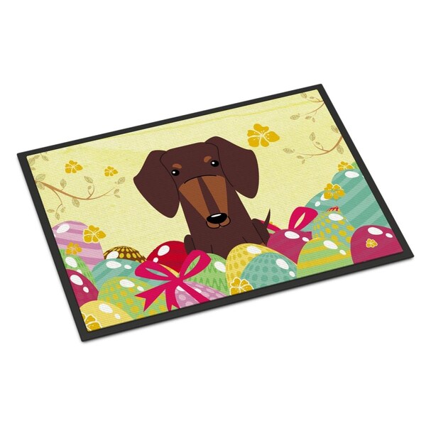 Carolines Treasures 24 x 36 in. Easter Eggs Dachshund Chocolate Indoor or Outdoor Mat - BB6131JMAT