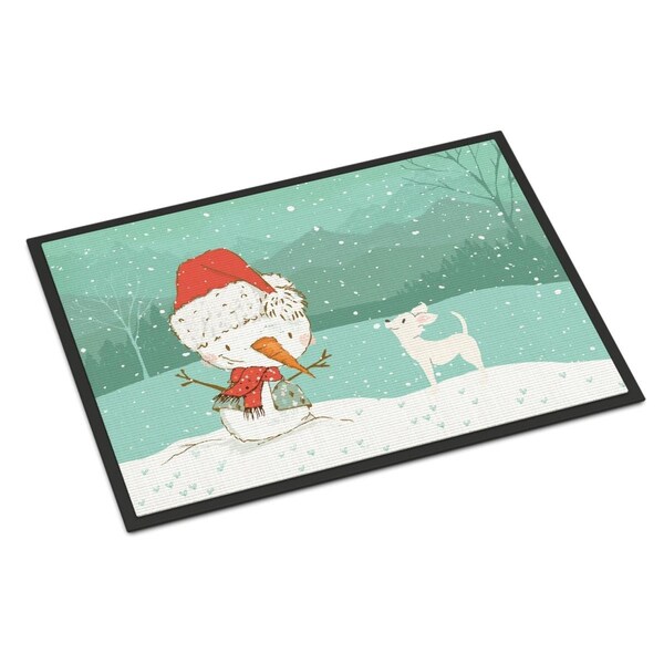 Carolines Treasures 18 x 27 in. White Chihuahua Snowman Christmas Indoor or Outdoor Mat - CK2082MAT