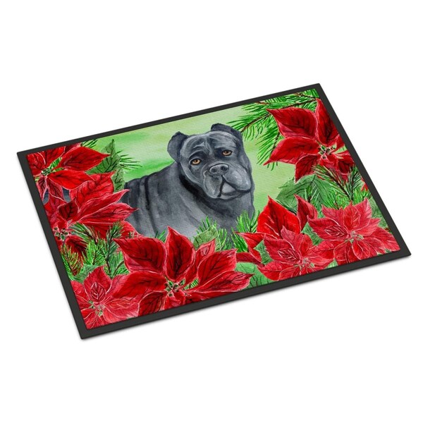Carolines Treasures Cane Corso Poinsettas Indoor or Outdoor Mat - 18 x 27 in. - CK1342MAT