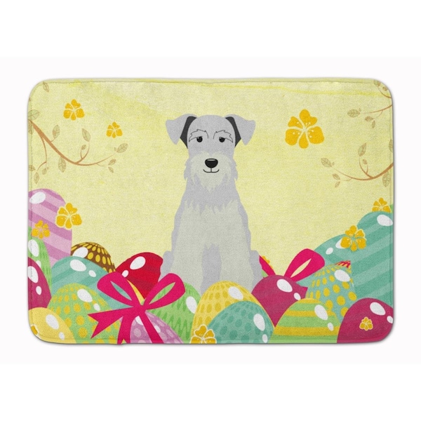 Carolines Treasures Easter Eggs Miniature Schanuzer White Machine Washable Memory Foam Mat - BB6053RUG