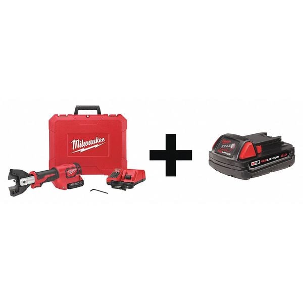 Milwaukee Tool Cordless Cable Cutter Kit, Battery Included, 18 V, Li-Ion Battery - 2672-21, 48-11-1820