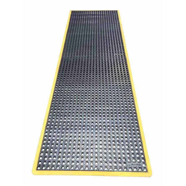 Rhino Mats K-Series Safety Tract Drainage Mat, Rubber, Drainage Holes, 3 ft W x 10 ft L, Black - ST-36120BY
