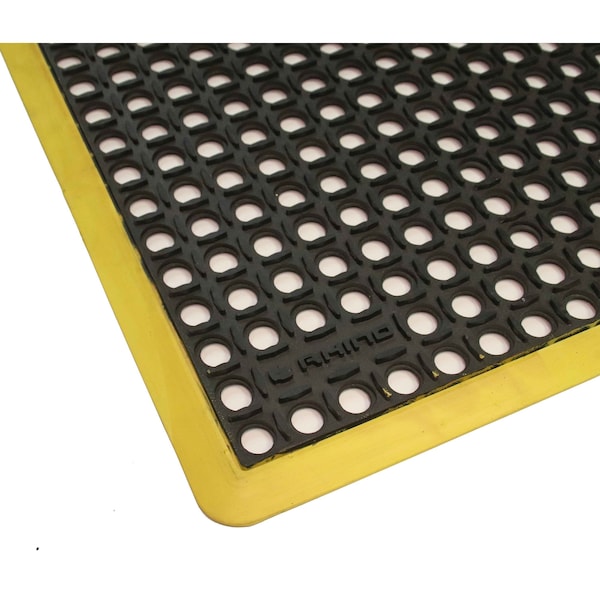 Rhino Mats K-Series Safety Tract Drainage Mat, Rubber, Drainage Holes, 3 ft W x 10 ft L, Black - ST-36120BY