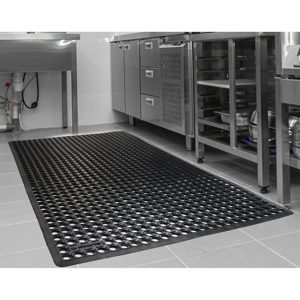 Rhino Mats K-Series Comfort Drainage Mat, Rubber, Drainage Holes, 3 ft W x 5 ft L, Black - KCT-3660B