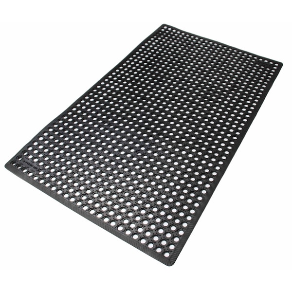 Rhino Mats K-Series Comfort Drainage Mat, Rubber, Drainage Holes, 3 ft W x 5 ft L, Black - KCT-3660B