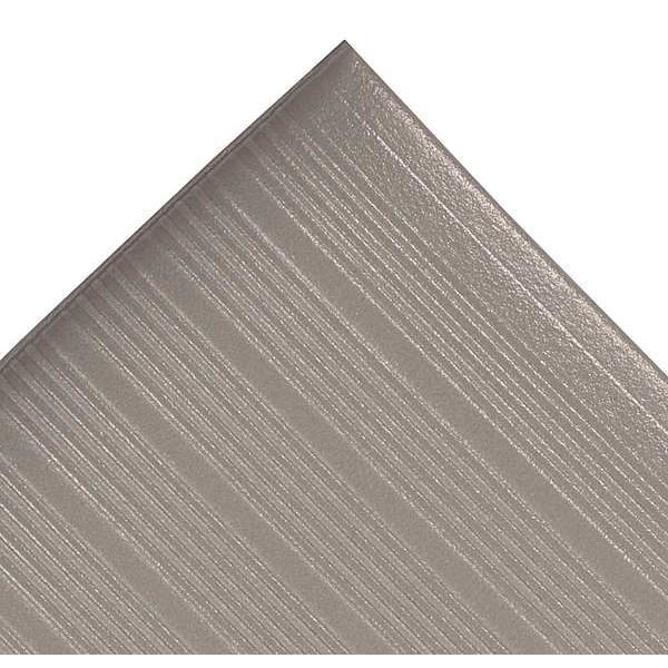 Notrax Antifatigue Mat, 60 ft. L x 2 ft. W, 3/8" Thickness, Closed Cell PVC Foam, Corrugated, Gray - 410R0324GY