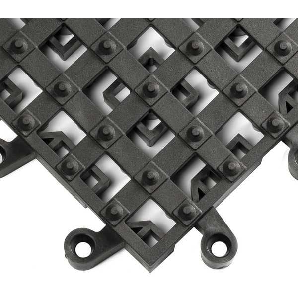 Wearwell Interlocking Drainage Mat Tile, Vinyl, 18 in W x 18 in L, 7/8 in Thick, 10 PK - 553